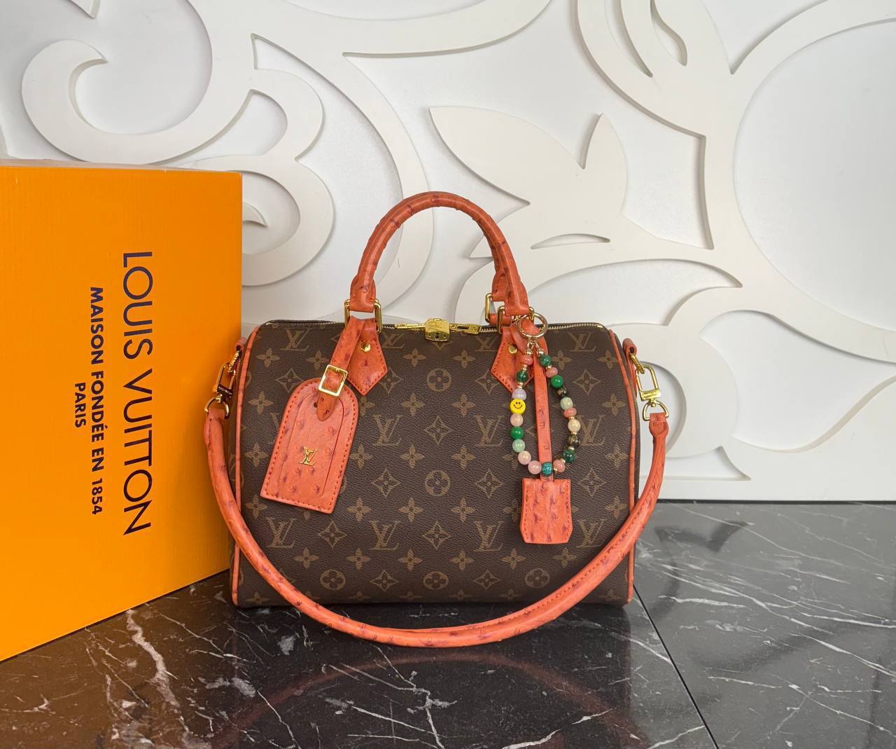 Monogram Ostrich Speedy Bandoulière